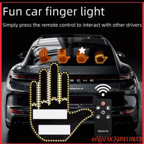 Car Truck 4 Hand & Finger Gestures Light Up Remote Control Windows NEW IN BOX - Picture 1 of 10